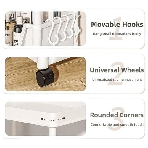 5 Tier Storage Trolley Cart On Wheels Kitchen Rolling Organizer Rack Room White — image 7