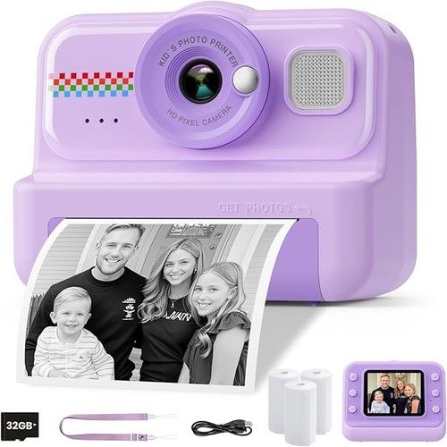 HiMont Kids Camera Instant Print 1080P Instant Print Camera for Kids with 32GB