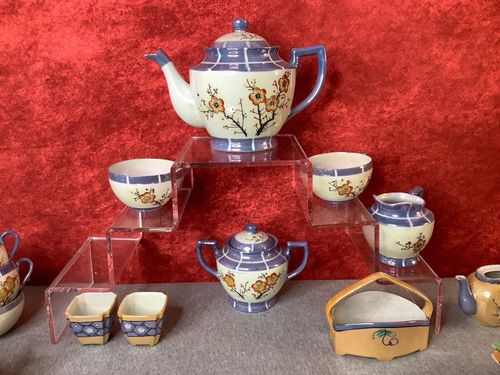 Lot of VTG 1920/30s Japanese Takito Lusterware Cherry/Plum Blossom Tea Pieces — image 2
