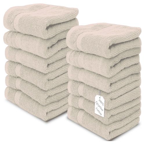 Pack of 12 Face Cloth Flannels 100% Egyptian Cotton Soft Hand Wash Cloths Towels