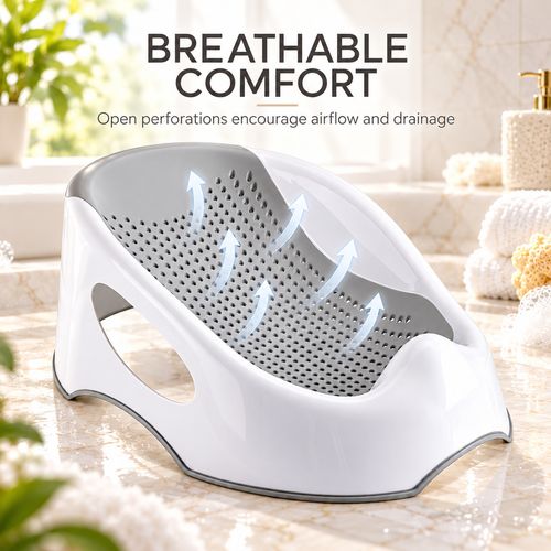 Baby Bath Support Seat Infant Bath Lounger Non Slip Ergonomic Quick Drain — image 8