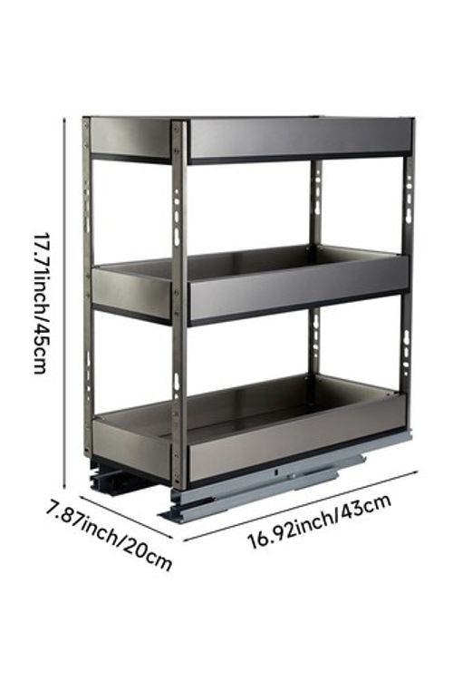 Pull Out Steel Basket Kitchen Cabinet Larder Organizer Cupboard Drawer 100-250mm