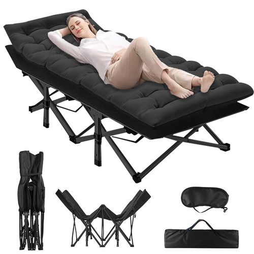Camping Cot Heavy-Duty Portable Camping Bed  Folding Sleeping Bed with Mattress — image 1