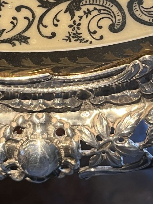 Limoges hand painted plate with sterling silver border — image 4