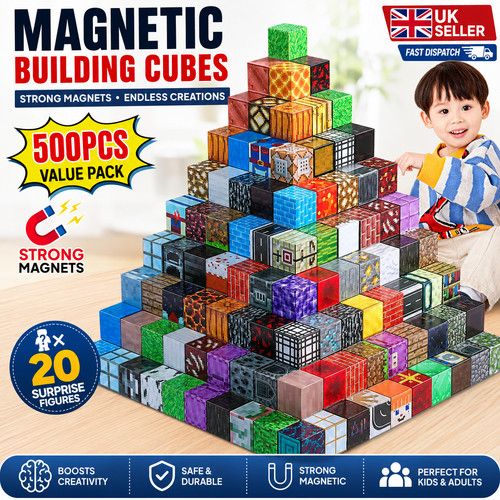 Magnetic Building Cubes 100PCS Mine World Blocks STEM Toy Kids Gift Set UK Model
