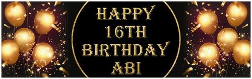 PERSONALISED BIRTHDAY PARTY BANNERS - 18th 21st 30th 40th 50th 60th 70th 80th