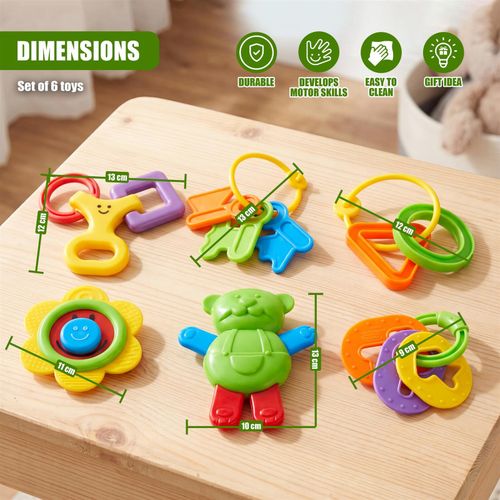 6 Pc Baby Rattles and Teethers for Babies Infant Playset Newborn Sensory Toy — image 4