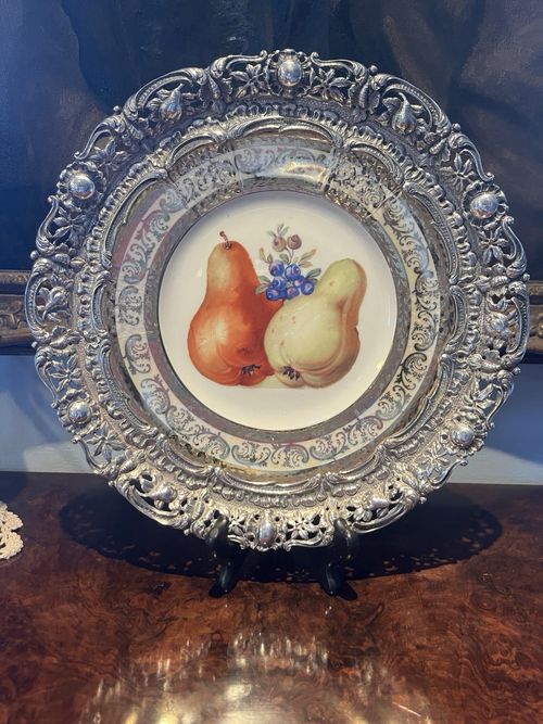 Limoges hand painted plate with sterling silver border — image 14
