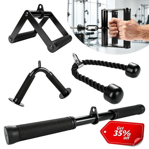 Heavy Duty Cable Machine Attachment Lat Pulldown Tricep Press Rowing Curl V Bar