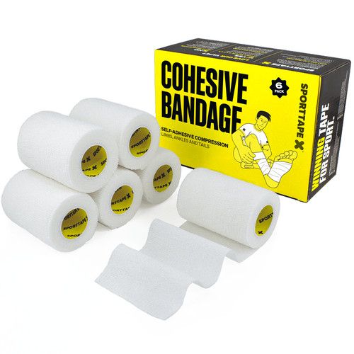6 or 24 Rolls SPORTTAPE Cohesive Self-Adhesive Bandage, 3 Sizes Compression Wrap