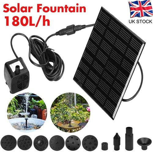 180L/H Water Feature Pump Solar Panel Powered Garden Pool Pond Aquarium Fountain