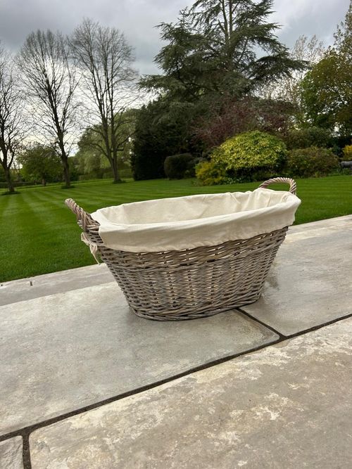 Natural Collection Laundry Lined Wicker Laundry Plain Liner Basket With Handles — image 8