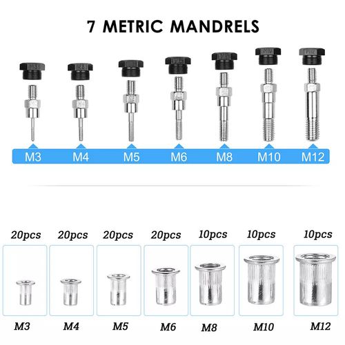 110PCS M3-M12 Professional Rivnut Tool Kit Hand Threaded Riveter Gun Blue Case — image 3