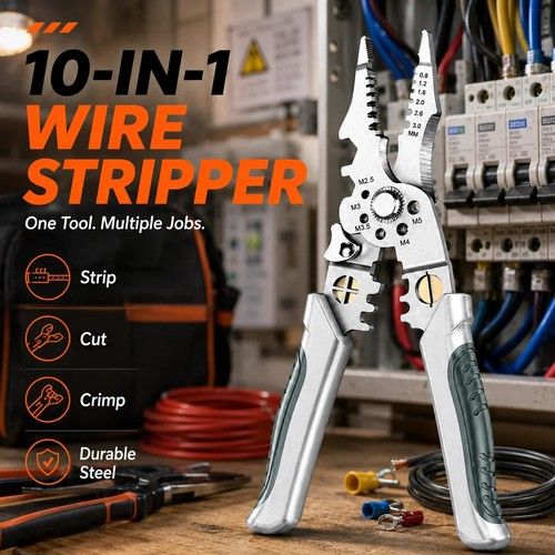 8.5 Inch Wire Stripper Cutter Crimper Pliers Stainless Steel Electrical Tool