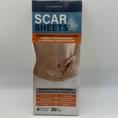 Nuvadermis Silicone Scar Sheets 4 Pack Medical Grade Reusable 30 Day Supply — image 1