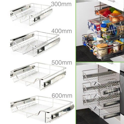 Dihl Pull Out Wire Baskets Bedroom Kitchen Cupboards 300mm 400mm 500mm & 600mm