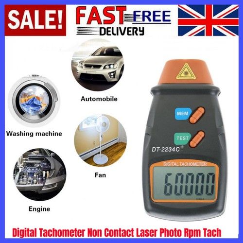 Digital Tachometer Non Contact Laser Photo RPM Tach Meter Motor Speed Gauge UK