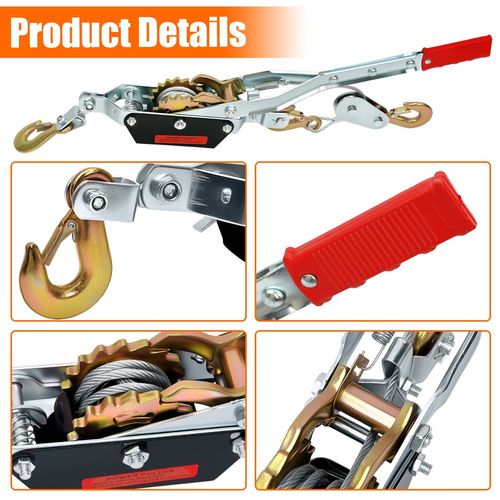 UK 4 Ton Dual Gear Power Puller Heavy Duty 3 Hook Cable Puller Hand Winch Turfer — image 8