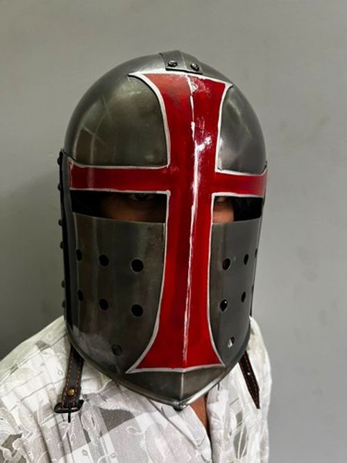Medieval Steel Helmet 18 Gauge LARP Reenactment Costume Armor Adjustable Buckles