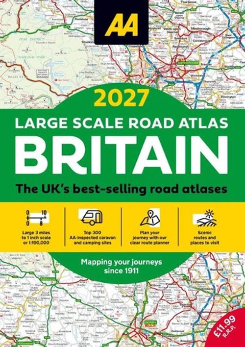 AA 2027 Large Scale Road Atlas Britain 3 Miles to 1 Inch Scale 2026