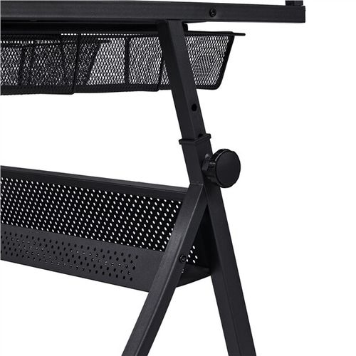 Adjustable Glass Drafting Table with 2 Drawer Art Craft Drawing Board with Stool — image 9