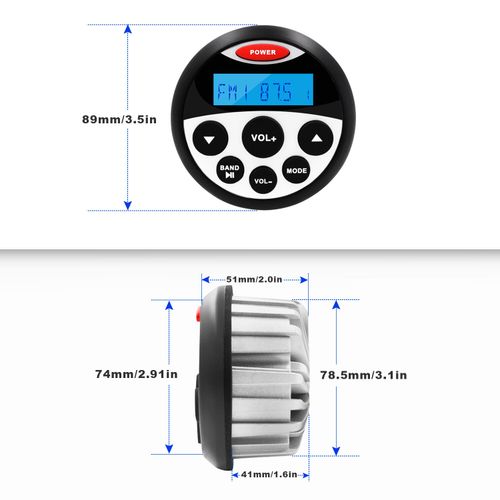 Marine Bluetooth Stereo Receiver Boat Radio USB AUX MP3 Player Audio + Antenna — image 3