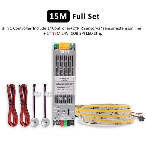 5M 10M 15M Sensor Motion Stairs LED Strip Light Kit 24V COB Water Flow Staircase