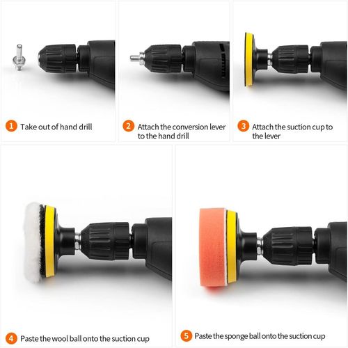 22 Car Polisher Gross Polishing Pads for Drill Sponge Buffer Waxing Buffing Kit — image 13