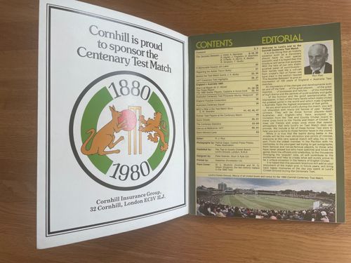 England v Australia Centenary Test Match Programme , Lords Aug 28-2 Sept 1980 — image 2