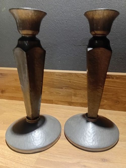 Gorgeous Pair Of Liberty *Tudric* 5088 DCM Pewter Candle Sticks Stamped Rare