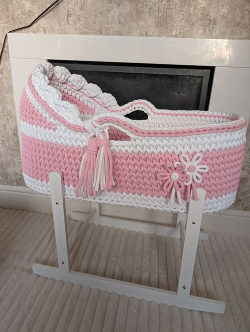 Made To Order- Crochet Moses Basket with mattress 5-7 weeks delivery NOT STAND — image 1