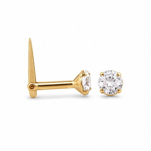 9ct Yellow Gold 3mm Cubic Zirconia Claw Set Hinged Nose Stud 375