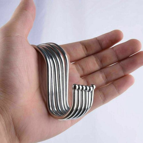 10PCS Stainless Steel S Hooks Kitchen Meat Pan Utensil Clothes Hanger Hanging UK — image 6