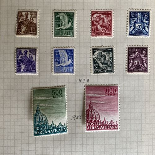 Vintage Vatican City Stamp Collection 1929–1953 | High-Value Air Mails Hinged — image 12