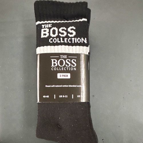 The BOSS Collection Men's Logo Crew Socks 3 Pack Black/White EU 43-46