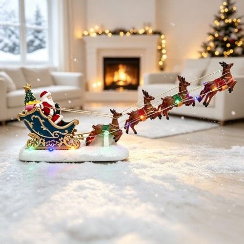 Christmas Santa Sleigh Reindeer Light Up Fibre Optic Table Decoration
