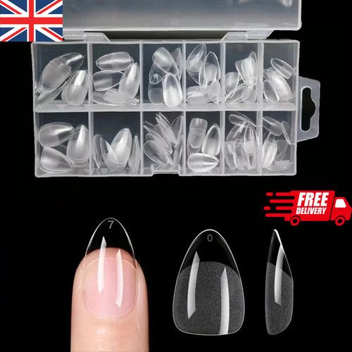 120PCS Press On Nail Tips Full Cover Gel Extensions Almond Coffin Stiletto Squar