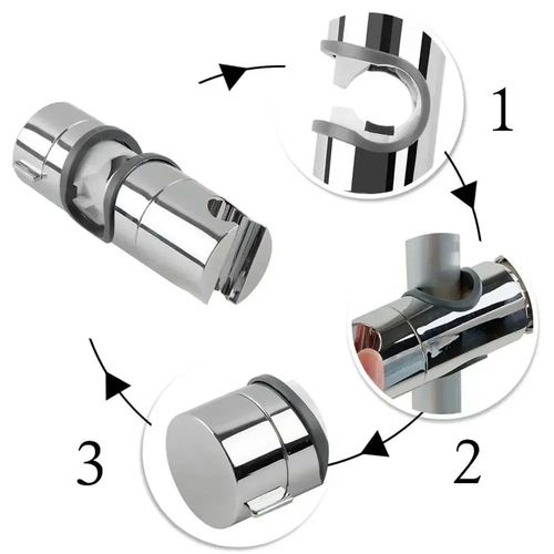 Universal Adjustable Shower Head Holder 18–25mm Chrome Shower Rail Bracket — image 5