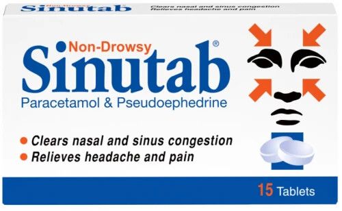 Sinutab Non-Drowsy Congestion Relief - Relieves Sinuses, Headaches - 15 Tablets
