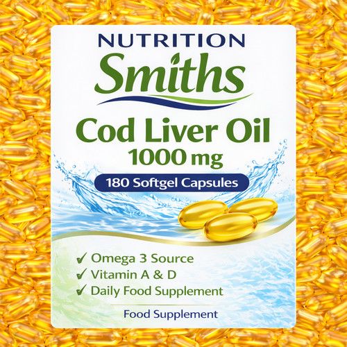 OMEGA 3 Fish Oil 1000mg - 180 Capsules - Cod Liver Oil Soft Gel - DHA & EPA
