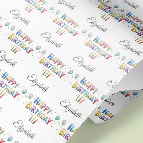 Wrapping Paper Birthday Personalised Any Name Premium Happy Birthday Gift Wrap