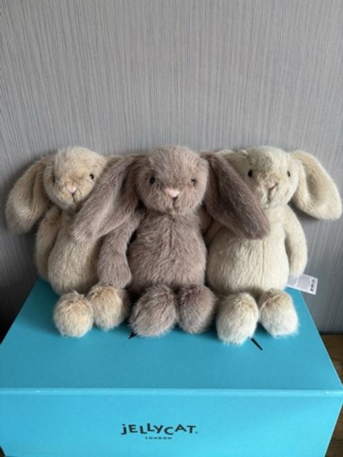 Jellycat Flufflet Bunny Bundle Oat, Wheat And Fawn BNWT Displayed Only New
