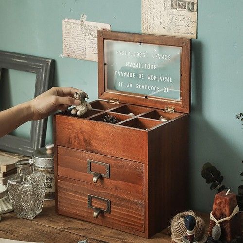 Large Jewellery Box Retro Wooden Chest Rings Necklaces Storage Organiser Cabinet