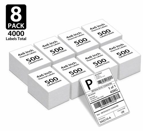 4x6" 100 x 150mm Thermal Shipping Labels - Postage Label Fanfold Stack 500Labels