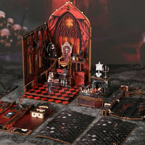 Dark Castle DIY Book Nook Kit, Gothic Wooden Mini House with LED Light Decor — image 5
