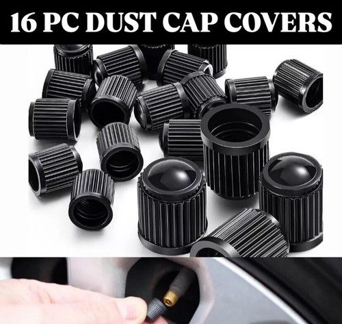 16 X CAR BIKE CYCLE BLACK PLASTIC AIR VALVE TYRE ALLOY WHEEL CAPS DUST VALVE
