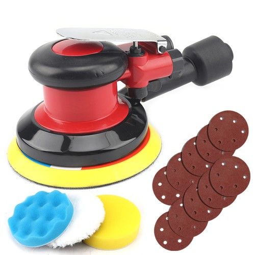 5 Inch Air Random Orbital Palm Sander For Car Polisher Vacuum Pneumatic Tool Set