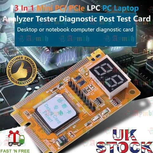 3 In 1 Mini PCI PCI-E LPC PC Laptop Analyzer Tester Diagnostic Post Test Card UK