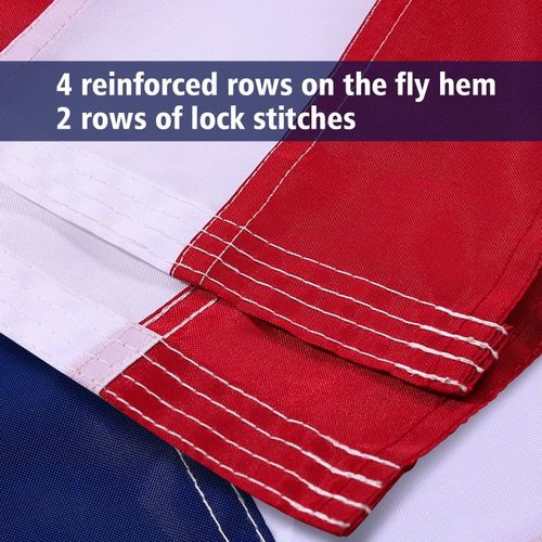 American Flag, 210D Heavy Duty Double Sided Outdoor Flag Embroidered Stars Brass — image 5