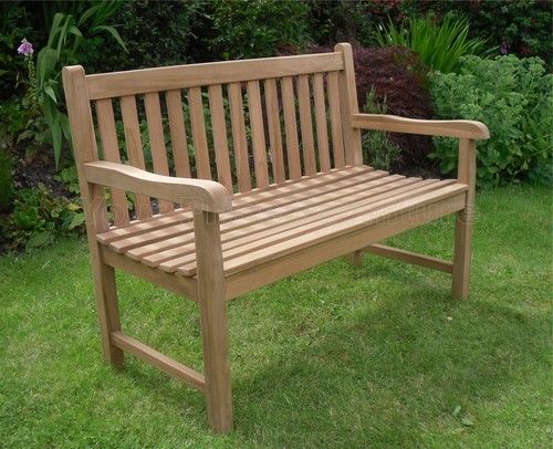 Java Teak Garden Bench 120cm 4ft 2 Seat Chunky Garden Furniture FLEGT Certified
